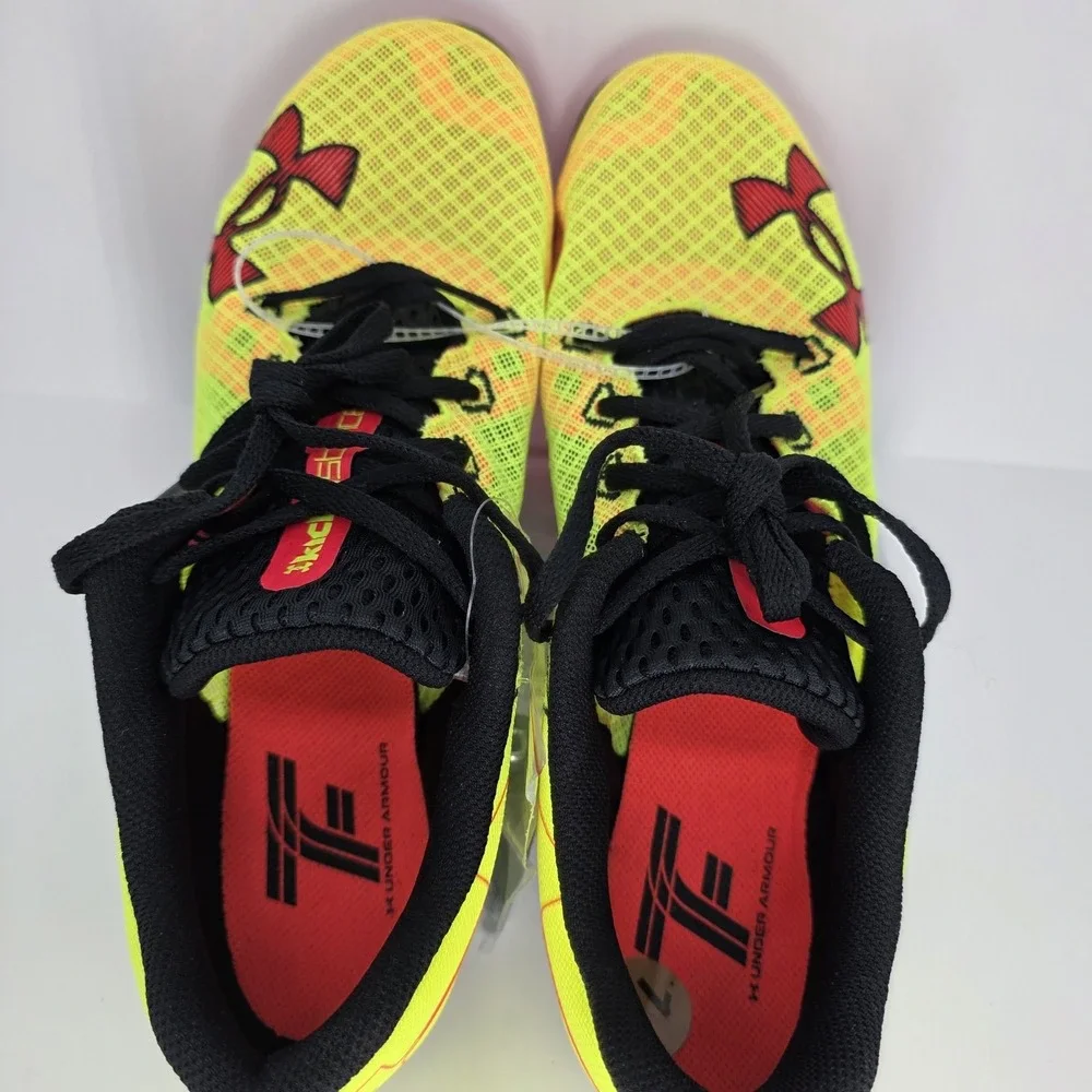 Under Armour Kick Distance 3 Track Spikes Mens 12 Yellow Black Running Shoes